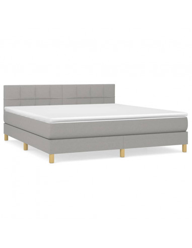 Giroletto a Molle con Materasso Grigio Chiaro160x200 cm Tessuto