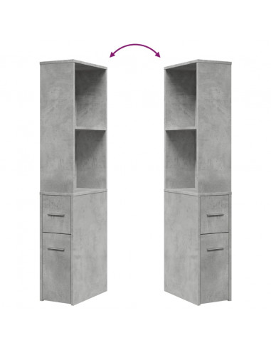 Armadietto da Bagno Stretto con Ruote Grigio Cemento Truciolato