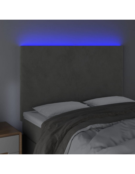 Testiera a LED Grigio Chiaro 144x5x118/128 cm in Velluto