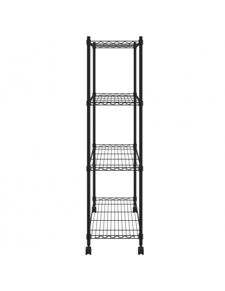 Scaffale a 4 Livelli con Ruote 90x35x142 cm Nero 200 kg