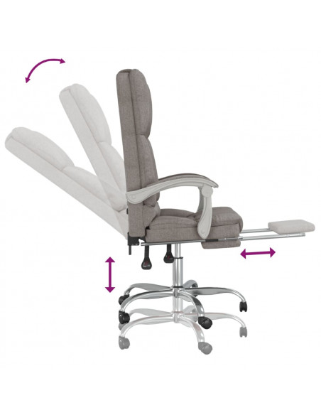 Sedia da Ufficio Massaggio Reclinabile Tortora in Tessuto