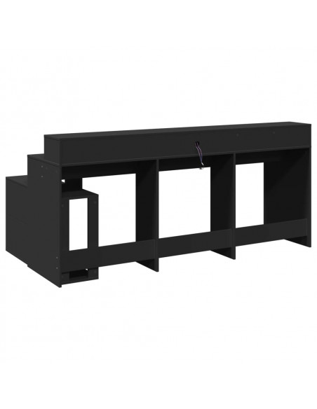 Scrivania con Luci LED Nera 200x104x91 cm in Truciolato