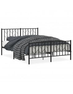 Giroletto con Testiera e Pediera Metallo Nero 140x200 cm 2