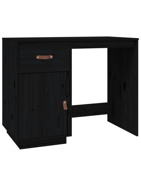 Scrivania Nera 95x50x75 cm in Legno Massello di Pino