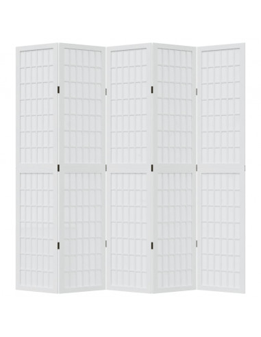 Divisorio Ambienti 5Pannelli Bianco Legno Massello di Paulownia