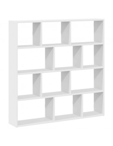 Mensola a Cubo da Parete 12 Scomparti Bianca in Truciolato