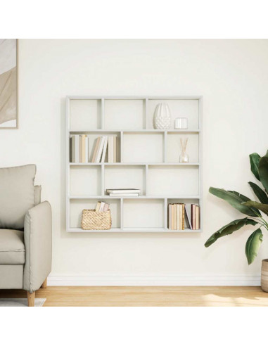 Mensola a Cubo da Parete 12 Scomparti Bianca in Truciolato