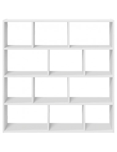 Mensola a Cubo da Parete 12 Scomparti Bianca in Truciolato