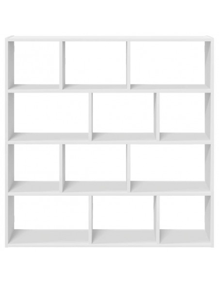 Mensola a Cubo da Parete 12 Scomparti Bianca in Truciolato