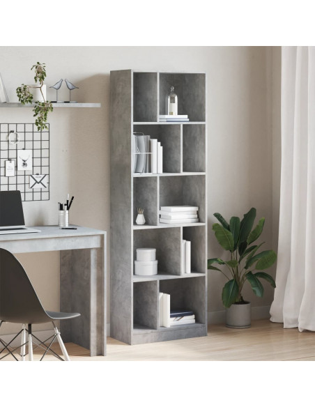 Libreria Grigio Cemento 57x28,5x174 cm in Legno Multistrato