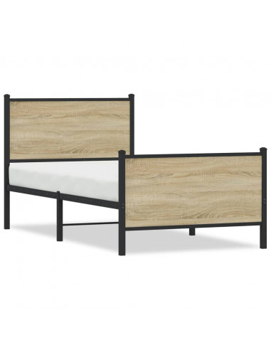 Giroletto con Testiera&Pediera Metallo Rovere Sonoma 90x190 cm