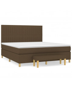 Giroletto a Molle con Materasso Marrone Scuro 160x200cm Tessuto 2