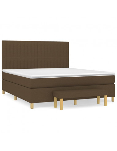 Giroletto a Molle con Materasso Marrone Scuro 160x200cm Tessuto
