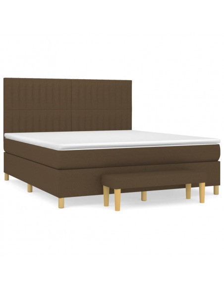 Giroletto a Molle con Materasso Marrone Scuro 160x200cm Tessuto