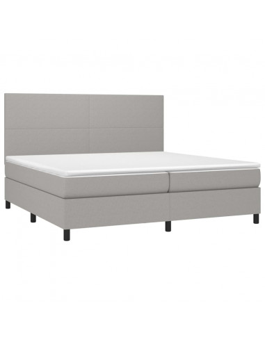 Letto a Molle Materasso e LED Grigio Chiaro 200x200 cm Tessuto