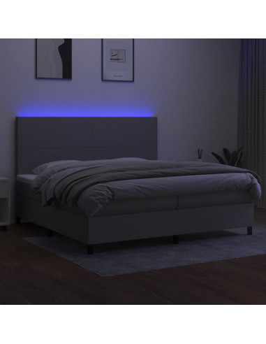Letto a Molle Materasso e LED Grigio Chiaro 200x200 cm Tessuto