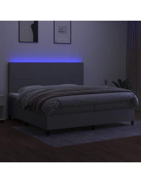 Letto a Molle Materasso e LED Grigio Chiaro 200x200 cm Tessuto