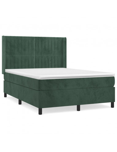 Giroletto a Molle con Materasso Verde Scuro 140x200 cm Velluto