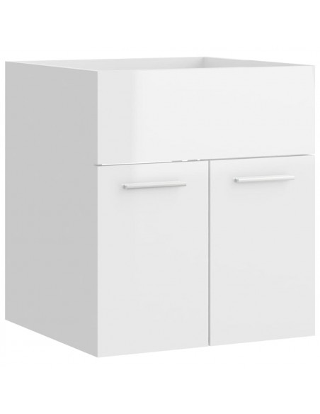 Set Mobili da Bagno Bianco Lucido in Legno Multistrato