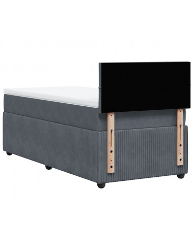 Giroletto a Molle con Materasso Grigio Scuro 100x200 cm Velluto