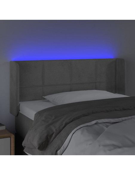 Testiera a LED Grigio Chiaro 83x16x78/88 cm in Velluto
