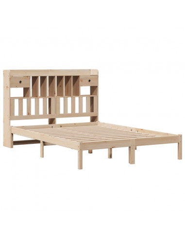Letto Libreria senza Materasso 140x200 cm in Legno di Pino