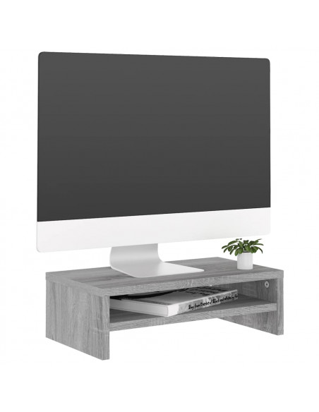 Supporto per Monitor Grigio Sonoma 42x24x13cm Legno Multistrato
