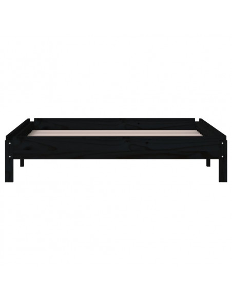 Letto Impilabile Nero 100x200cm in Legno Massello di Pino