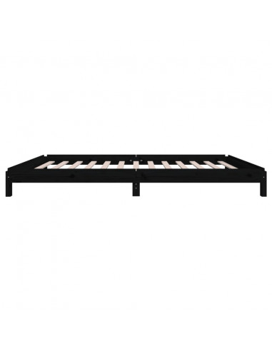 Letto Impilabile Nero 100x200cm in Legno Massello di Pino