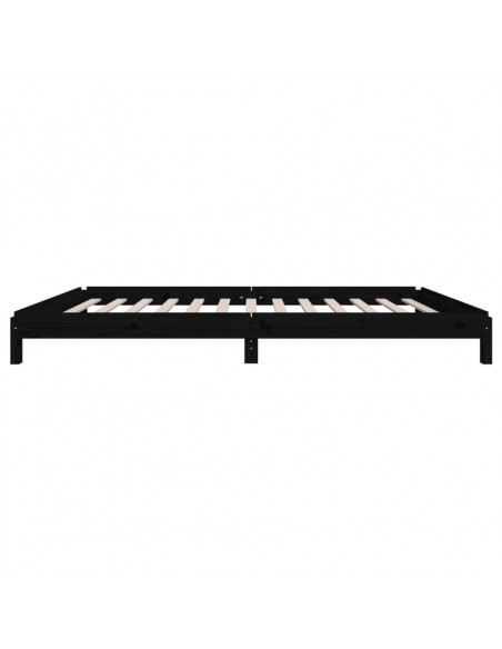 Letto Impilabile Nero 100x200cm in Legno Massello di Pino