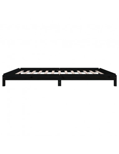 Letto Impilabile Nero 90x200cm in Legno Massello di Pino