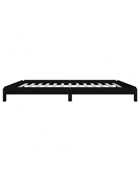 Letto Impilabile Nero 90x200cm in Legno Massello di Pino