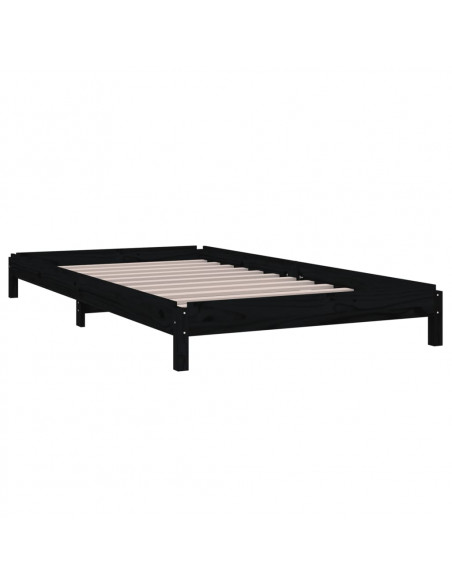 Letto Impilabile Nero 80x200 cm in Legno Massello di Pino