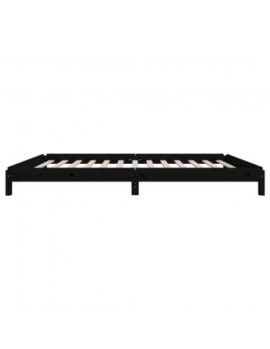 Letto Impilabile Nero 80x200 cm in Legno Massello di Pino