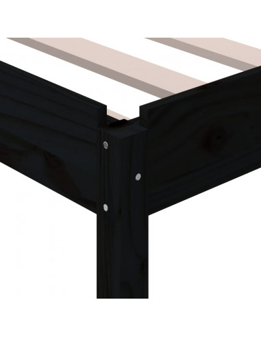 Letto Impilabile Nero 80x200 cm in Legno Massello di Pino