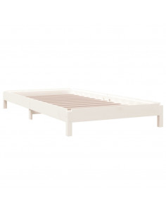 Letto Impilabile Bianco 90x190 cm in Legno Massello di Pino 2