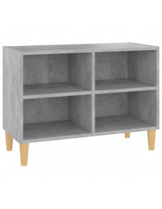 Mobile TV con Gambe Legno Massello Grigio Cemento 69,5x30x50 cm 2