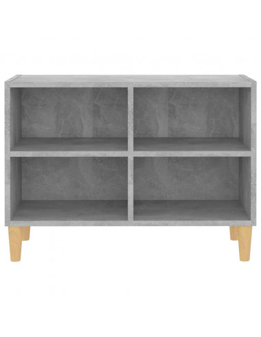 Mobile TV con Gambe Legno Massello Grigio Cemento 69,5x30x50 cm