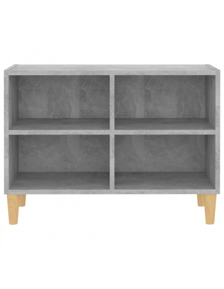 Mobile TV con Gambe Legno Massello Grigio Cemento 69,5x30x50 cm