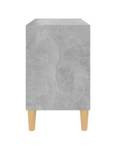Mobile TV con Gambe Legno Massello Grigio Cemento 69,5x30x50 cm