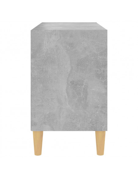 Mobile TV con Gambe Legno Massello Grigio Cemento 69,5x30x50 cm