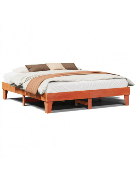 Letto senza Materasso Marrone Cera 200x200 cm in Legno di Pino