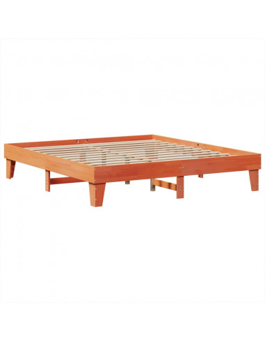 Letto senza Materasso Marrone Cera 200x200 cm in Legno di Pino