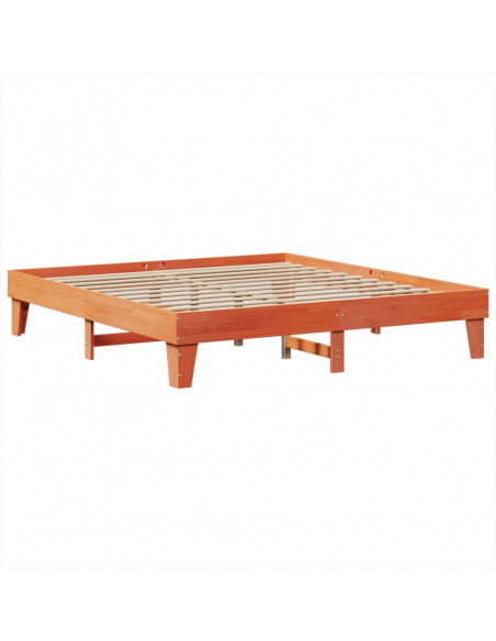 Letto senza Materasso Marrone Cera 200x200 cm in Legno di Pino