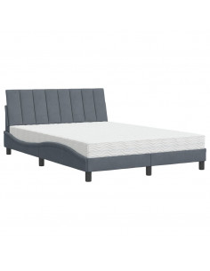 Letto con Materasso Grigio Scuro 140x190 cm in Velluto 2