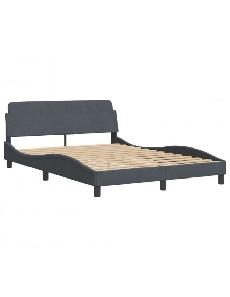 Letto con Materasso Grigio Scuro 140x190 cm in Velluto