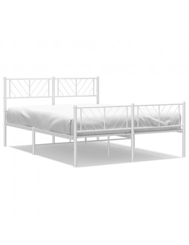 Giroletto con Testiera e Pediera Metallo Bianco 140x190 cm