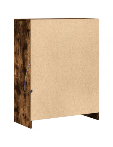 Credenza con LED Rovere Fumo 77x34x100 cm in Legno Multistrato