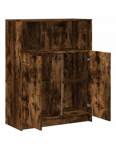 Credenza con LED Rovere Fumo 77x34x100 cm in Legno Multistrato