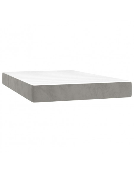 Materasso a Molle Grigio Chiaro 120x200x20 cm in Velluto